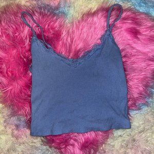 Garage Blue Lace Lined Tank Top  size L